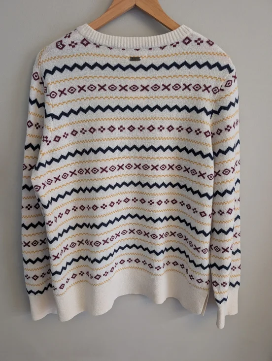Barbour Alder White Print Wool Pullover Sweater Size 12 - Picture 7 of 10